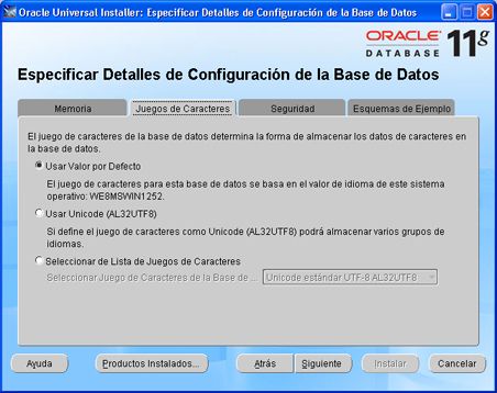 Instalación de Oracle Database 11g Standard Edition en Windows XP Profesional - Asistente de instalación de Oracle