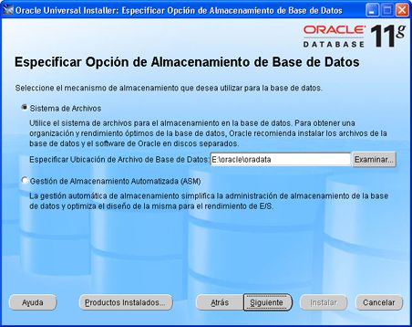 Instalación de Oracle Database 11g Standard Edition en Windows XP Profesional - Asistente de instalación de Oracle