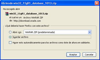 Instalación de Oracle Database 11g Standard Edition en Windows XP Profesional - Descarga del fichero de Oracle
