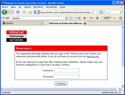 Instalación de Oracle Database 11g Standard Edition en Windows XP Profesional - Descarga del fichero de Oracle