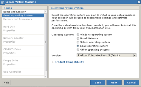 Crear y preparar la máquina virtual en VMware Server para Oracle Enterprise Linux