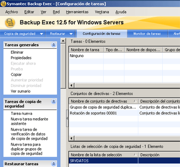 Instalar Symantec Backup Exec 12.5 for Windows Servers en Windows Server 2003 - Añadir lista de selección de copia de seguridad