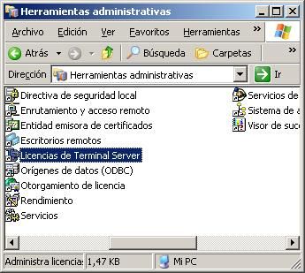 Instalar servidor de licencias de Terminal Server
