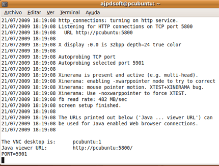 Instalar VNC Server en GNU Linux Ubuntu 9.04, control remoto de Windows a GNU Linux - Configurar acceso a equipo VNC Server mediante HTTP (navegador)