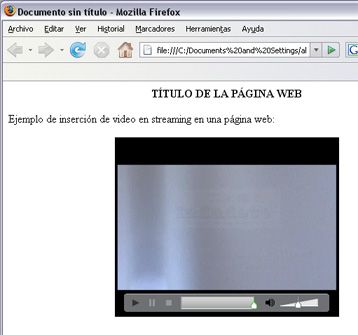 Vista previa en el navegador de Internet del fichero creado con Dreamweaver