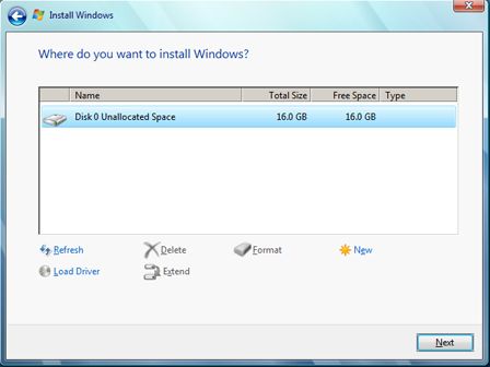 Instalar Microsoft Windows 7 Ultimate Beta 1 - Particionamiento