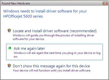 Aviso de nuevo hardware tras conectar impresora USB - Windows Vista Beta 2