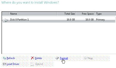 Formateo de particiones - Windows Vista Beta 2