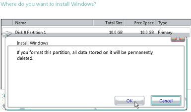 Aviso antes de formateo - Windows Vista Beta 2