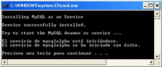 Crear una web profesional con el CMS Joomla - Resultado instalación servicio MySQL