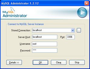 Crear una web profesional con el CMS Joomla - Acceso a administración de MySQL con MySQL Administrator