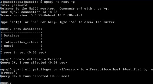 Instalación y configuración de Alfresco en GNU Linux Ubuntu Server - Instalación y configuración de MySQL Server en GNU Linux Ubuntu Server para Alfresco
