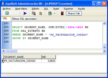 Cómo crear índices en Oracle con AjpdSoft Administración de Bases de Datos