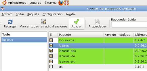 Instalación de Lazarus 0.9.26.2-2 en GNU Linux Ubuntu 9.10