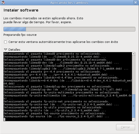 Instalación de Lazarus 0.9.26.2-2 en GNU Linux Ubuntu 9.10