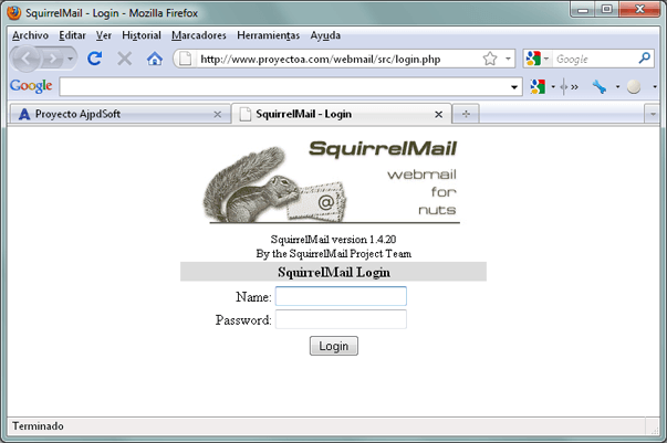 Instalar SquirrelMail aplicación webmail