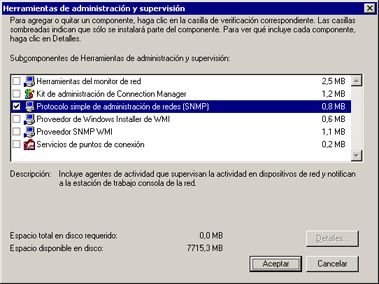 Instalación de SNMP en Windows Server 2003