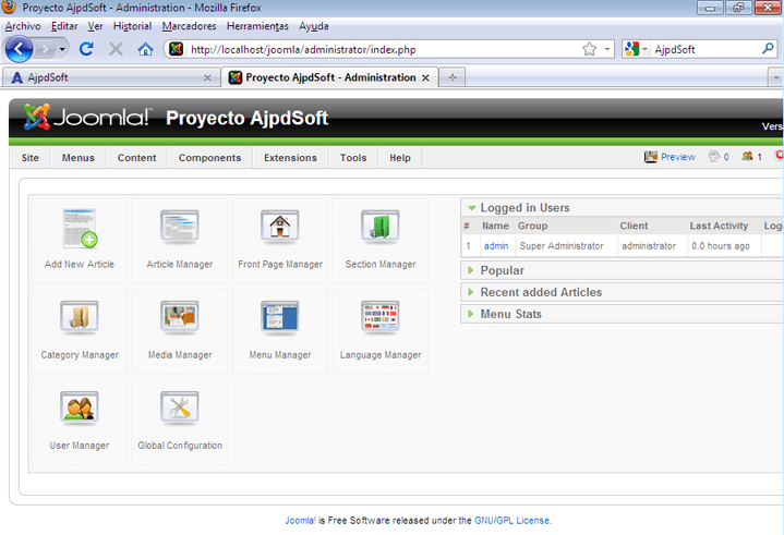 Montar un servidor web y un sitio web en un equipo con Windows 7 con AppServ y Joomla - Instalar Joomla