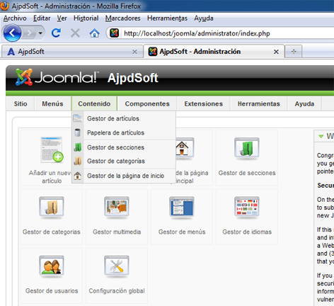 Montar un servidor web y un sitio web en un equipo con Windows 7 con AppServ y Joomla - Traducir Joomla! a español