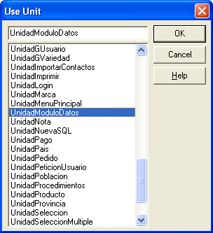 Ventana para añadir a aplicación con utilidades de base de datos MySQL en Delphi - Selección de unidad
