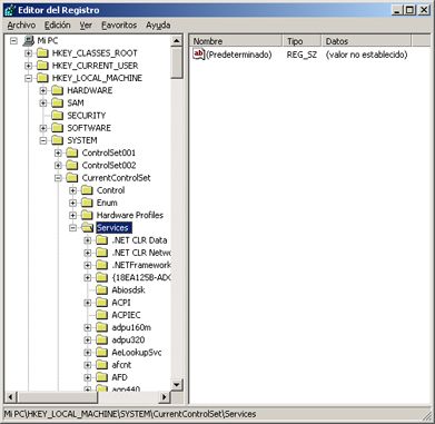 Proceso de arranque en Windows Server 2003 - Registro - Services