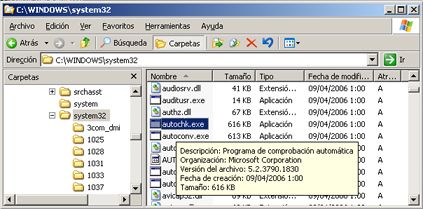 Proceso de arranque en Windows Server 2003 - Archivo AUTOCHK.EXE