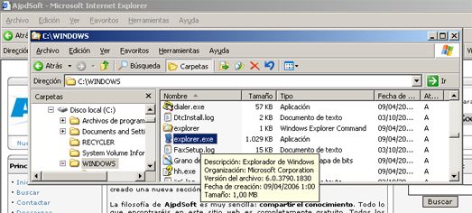 Proceso de arranque en Windows Server 2003 - El fichero EXPLORER.EXE