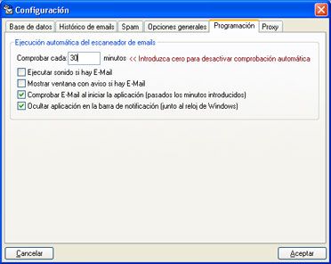 Software Libre AjpdSoft Comprobar E-Mail y AntiSpam - Configuración - Programación