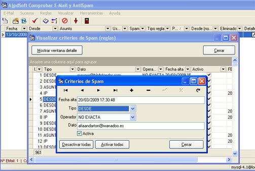 Software Libre AjpdSoft Comprobar E-Mail y AntiSpam - Criterios de spam