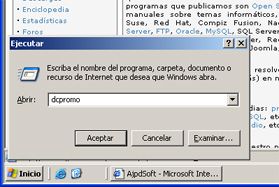 Windows Server 2003 a controlador de dominio - Ejecutar dcpromo