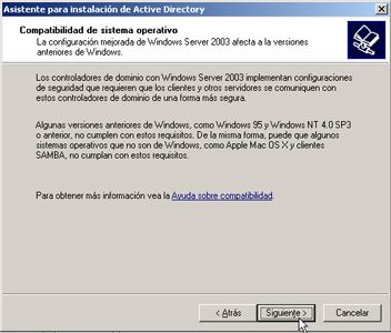 Windows Server 2003 a controlador de dominio - Asistente de instalación de Active Directory