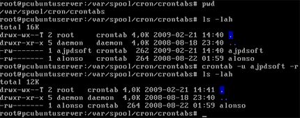 El cron crontab de GNU Linux - Eliminación del fichero crontab de un usuario