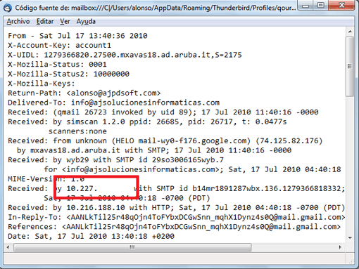 ¿Cómo puedo saber la IP pública origen de un email para notificarla a Spamhaus?