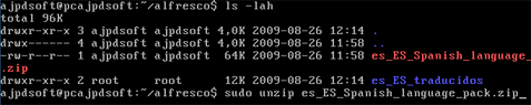 Establecer la interfaz de Alfresco al español (castellano), instalado sobre GNU Linux Ubuntu Server 9.04