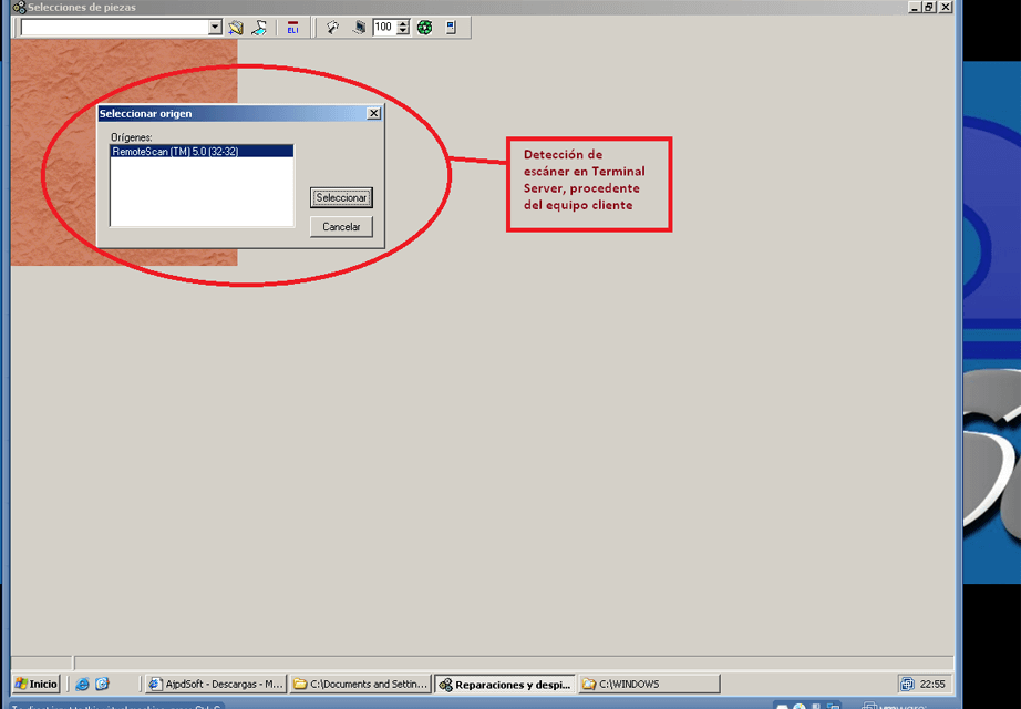 Escanear o digitalizar en Terminal Server con Windows y RemoteScan