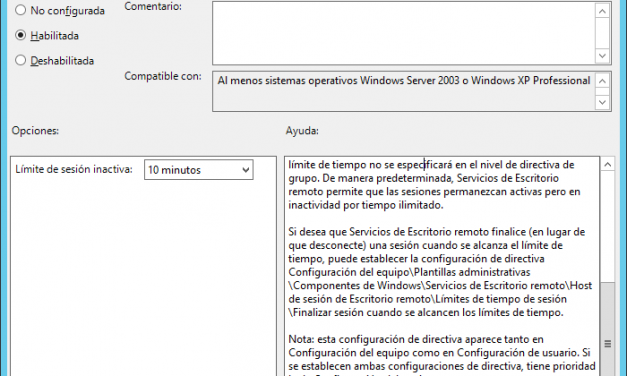 Limitar tiempo de sesión de usuarios en Windows Server 2012