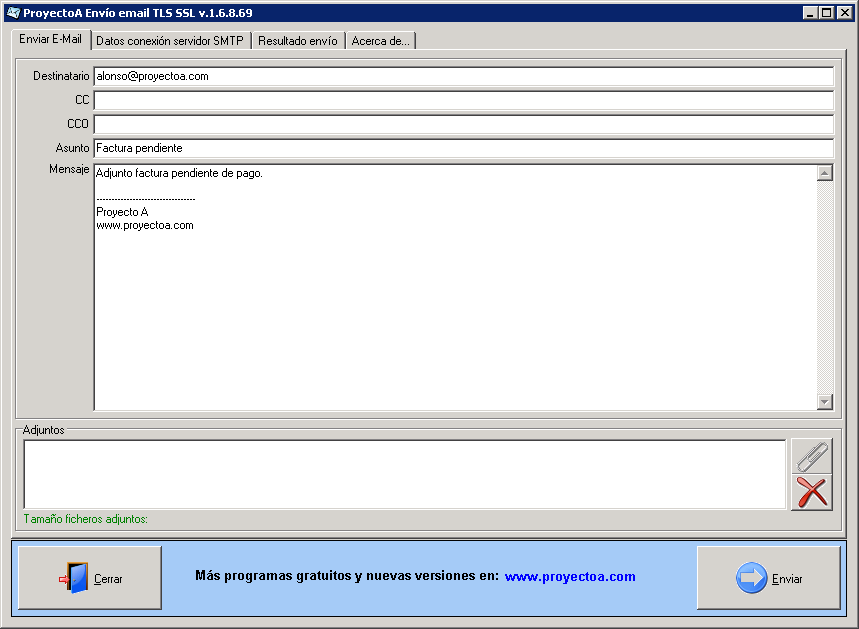 ProyectoA Envío email TLS SSL v.1.6.8.69 con código fuente completo en Delphi 6