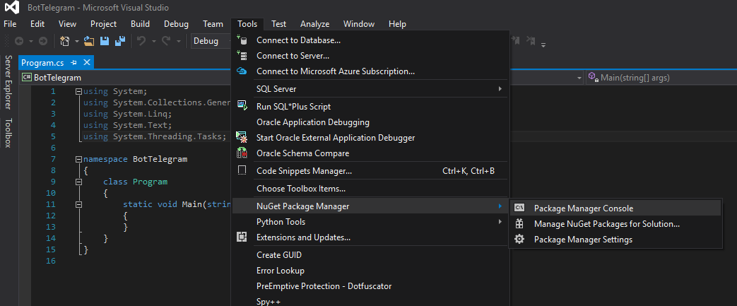 Cómo instalar un paquete NuGet desde la consola de Visual Studio .Net