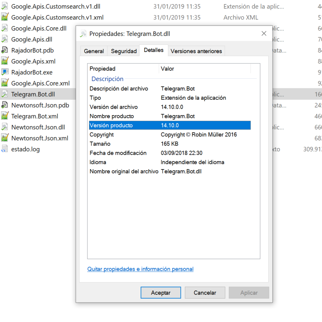 Requisitos para actualizar paquete NuGet en Visual Studio .NET Community