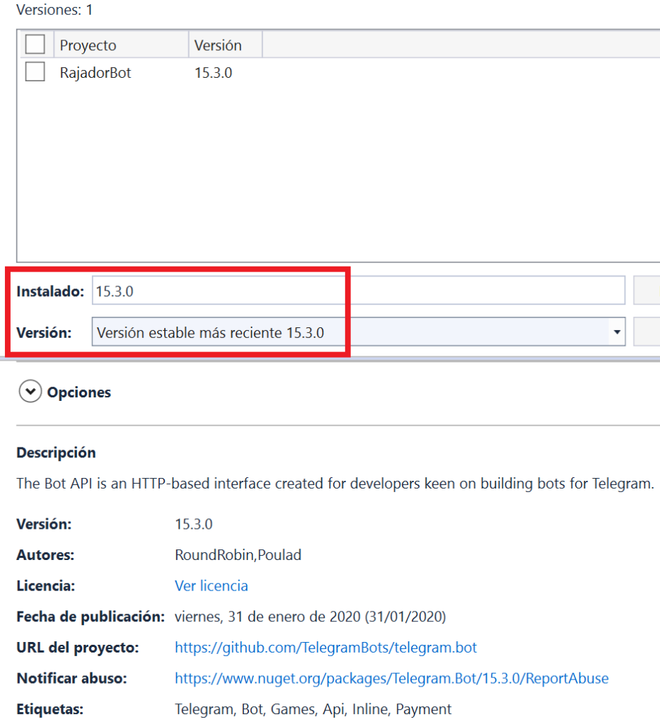 Actualizar paquete NuGet en Visual Studio .NET Community