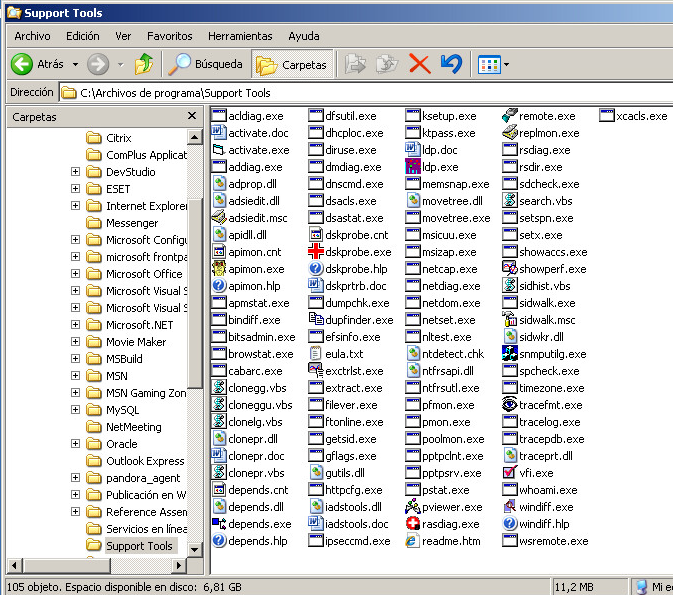Instalar Windows Support Tools para Microsoft Windows XP Professional