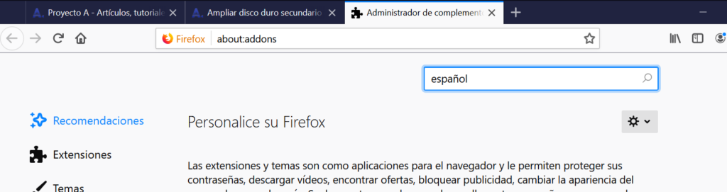 Activar el corrector ortográfico en Mozilla Firefox