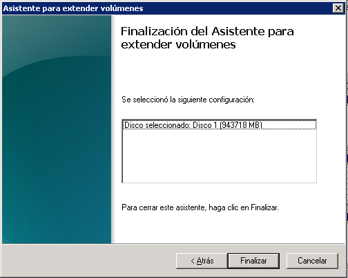 Ampliar/Extender disco duro en Windows Server 2008