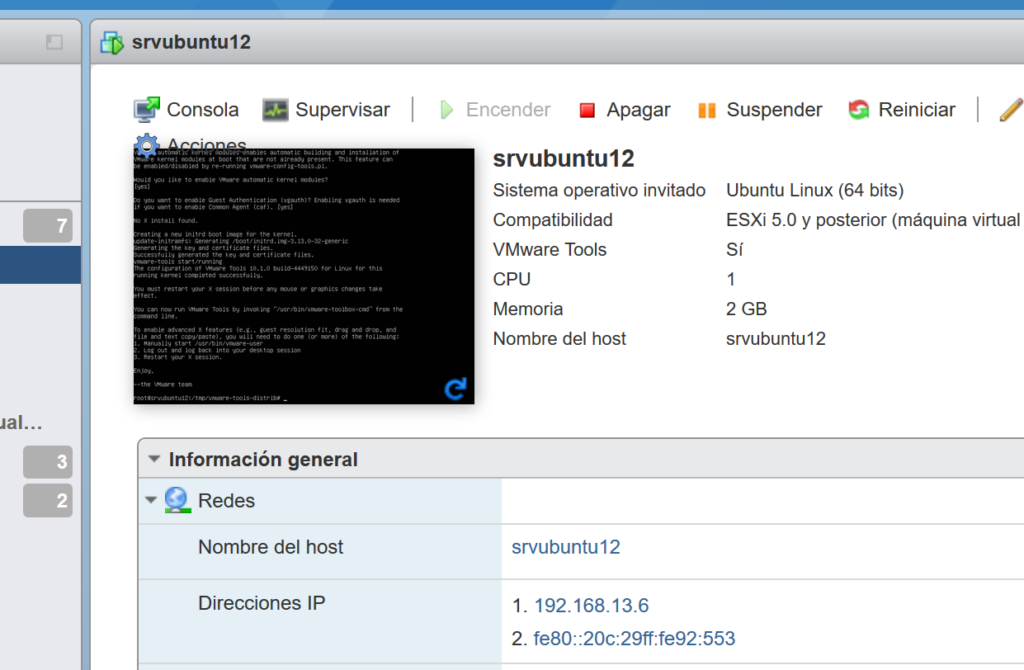 Montar unidad de CD e instalar VMware Tools en Linux Ubuntu Server 12