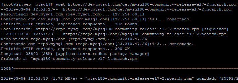 Instalar MySQL Server 8 en Linux CentOS 7