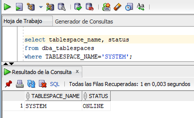 Algunas consultas SQL de tablas y vistas útiles para obtener información del uso del tablespace SYSTEM en Oracle