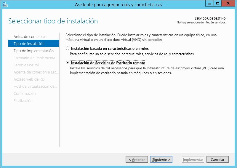 Instalar rol de Escritorio Remoto con RemoteApp en Windows Server 2012 R2