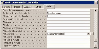 Aplicar la acción correspondiente al botón de comando Readjuntar Tablas en el formulario