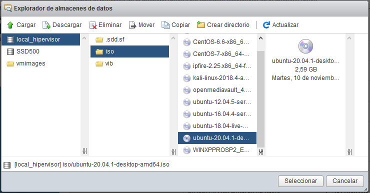 Crear máquina virtual para Linux Ubuntu 20 en VMware ESXi 6.5