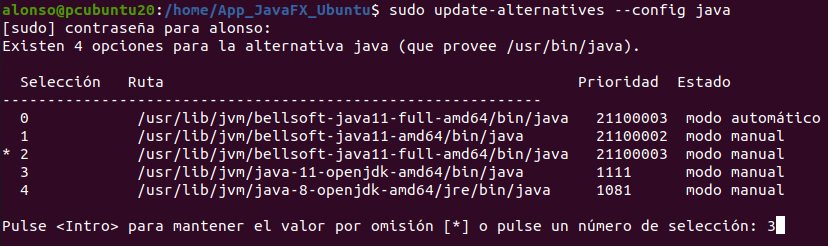 Probando aplicación JavaFX con entorno gráfico en equipo Linux Ubuntu 20